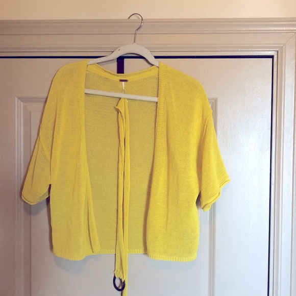 Free People Oh Hello Bright Yellow Belted Cardigan - Picture 5 of 8